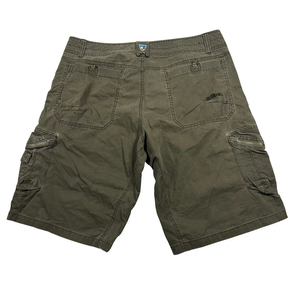 Kuhl Ambush Cargo Shorts Mens 36 Olive Green Pockets Hiking Utility Rugged